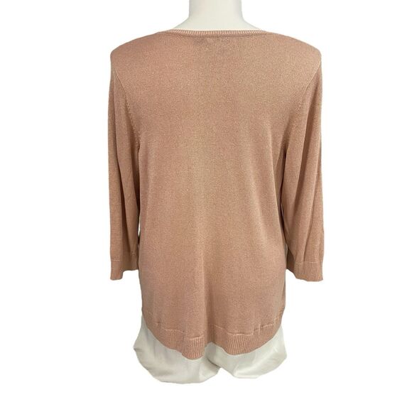 Calvin Klein Sweater Womens Sz 2X Lagenlook Preppy V Neck Peach Officecore Basic - Picture 10 of 11